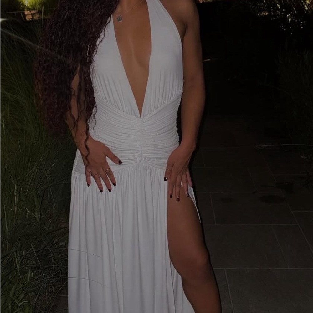 Elegant White Halter Maxi Dress